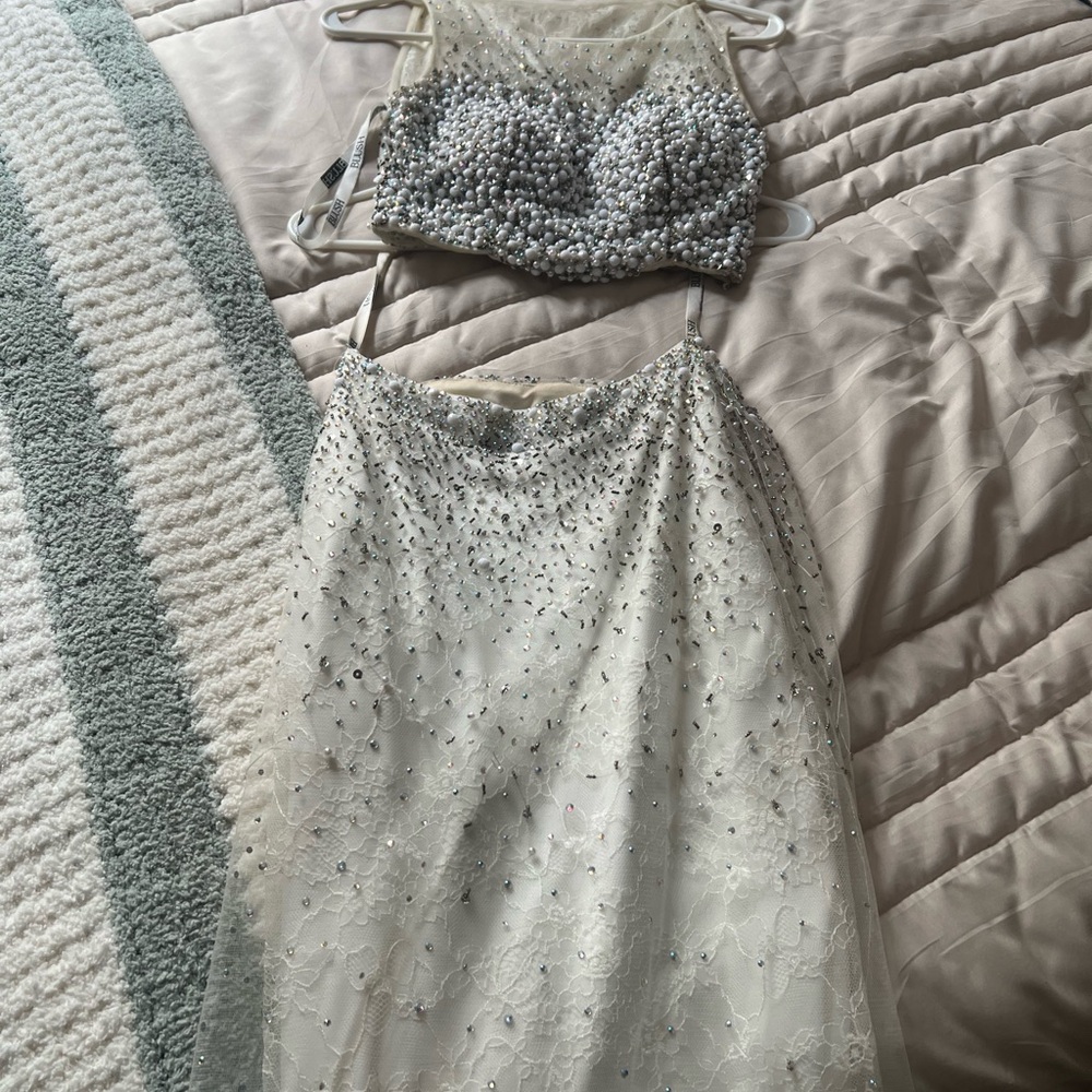 Blush Silver and Cream Beaded Bra Set